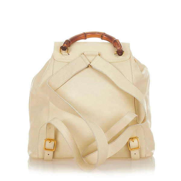 グッチ バンブー 003 2058 アイボリー レザー リュック バックパック レディース GUCCI 【中古】