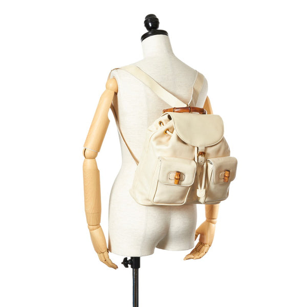グッチ バンブー 003 2058 アイボリー レザー リュック バックパック レディース GUCCI 【中古】