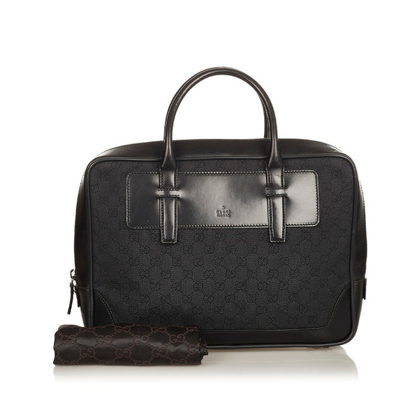 グッチ GGキャンバス 101666 ブラック キャンバス レザー ビジネスバッグ メンズ GUCCI 【中古】