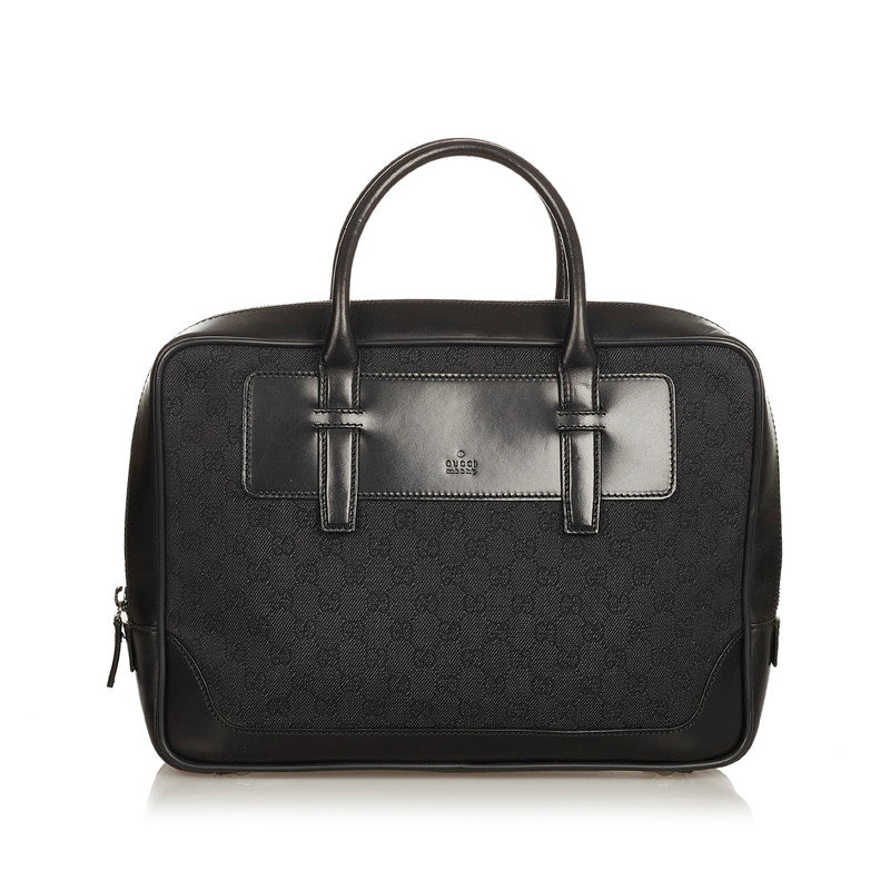 グッチ GGキャンバス 101666 ブラック キャンバス レザー ビジネスバッグ メンズ GUCCI 【中古】