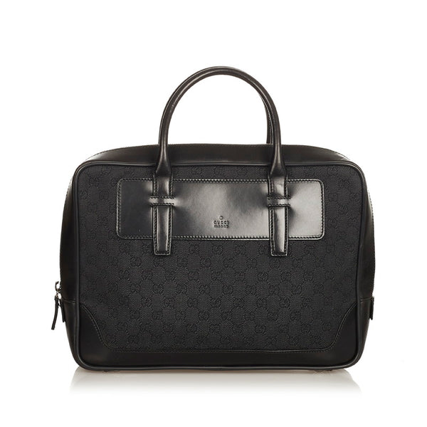 グッチ GGキャンバス 101666 ブラック キャンバス レザー ビジネスバッグ メンズ GUCCI 【中古】