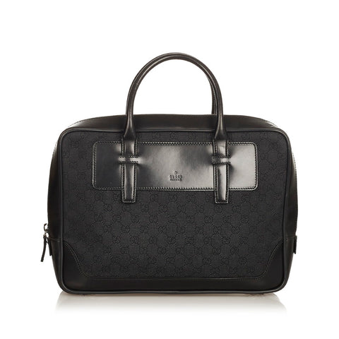 グッチ GGキャンバス 101666 ブラック キャンバス レザー ビジネスバッグ メンズ GUCCI 【中古】