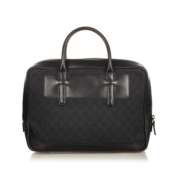 グッチ GGキャンバス 101666 ブラック キャンバス レザー ビジネスバッグ メンズ GUCCI 【中古】