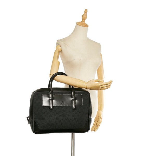 グッチ GGキャンバス 101666 ブラック キャンバス レザー ビジネスバッグ メンズ GUCCI 【中古】