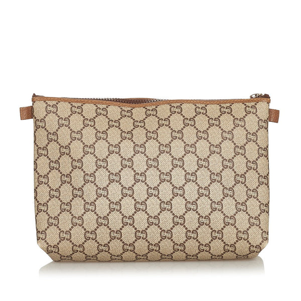 グッチ GGプラス ベージュ ブラウン PVC レザー クラッチバッグ レディース GUCCI 【中古】