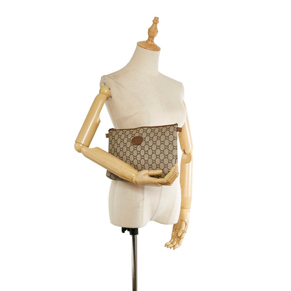 グッチ GGプラス ベージュ ブラウン PVC レザー クラッチバッグ レディース GUCCI 【中古】