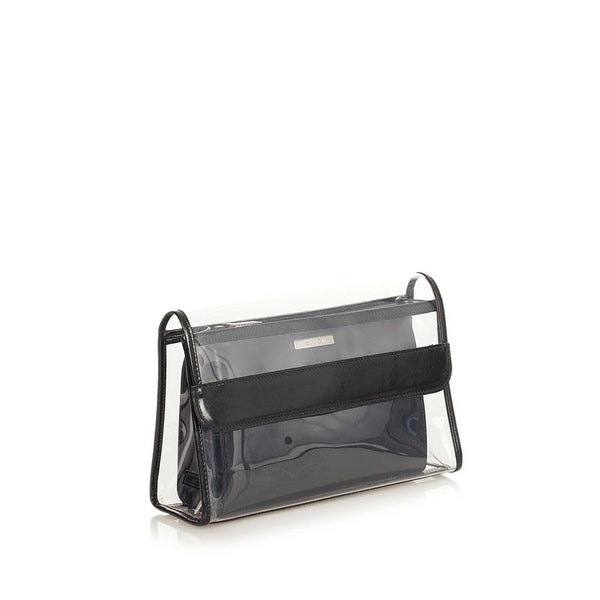 グッチ 039 2058 クリア ブラック  レザー ビニール クラッチバッグ レディース GUCCI 【中古】