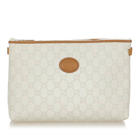 グッチ GGプラス ホワイト PVC レザー クラッチバッグ レディース GUCCI 【中古】