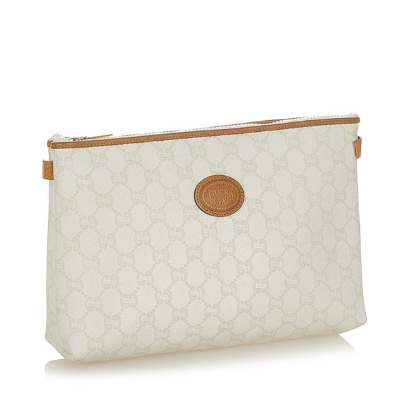 グッチ GGプラス ホワイト PVC レザー クラッチバッグ レディース GUCCI 【中古】