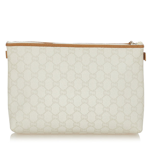 グッチ GGプラス ホワイト PVC レザー クラッチバッグ レディース GUCCI 【中古】