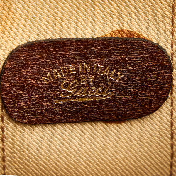 グッチ シェリーライン ミニボストン ブラウン グリーン レッド PVC レザー ハンドバッグ レディース GUCCI 【中古】