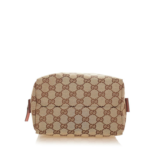 グッチ GGキャンバス 124542 ベージュ ブラウン ピンク キャンバス レザー ミニハンドバッグ レディース GUCCI 【中古】