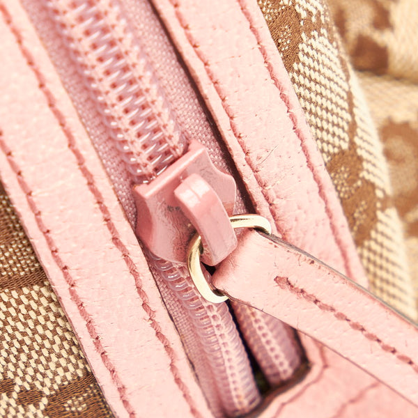 グッチ GGキャンバス 124542 ベージュ ブラウン ピンク キャンバス レザー ミニハンドバッグ レディース GUCCI 【中古】