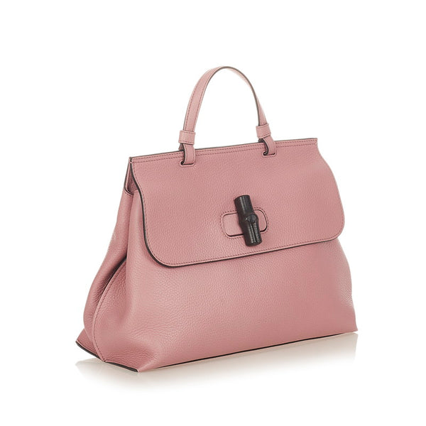 グッチ バンブー デイリー ハンドバッグ ショルダーバッグ ２WAY 392013 ピンク レザー レディース GUCCI 【中古】