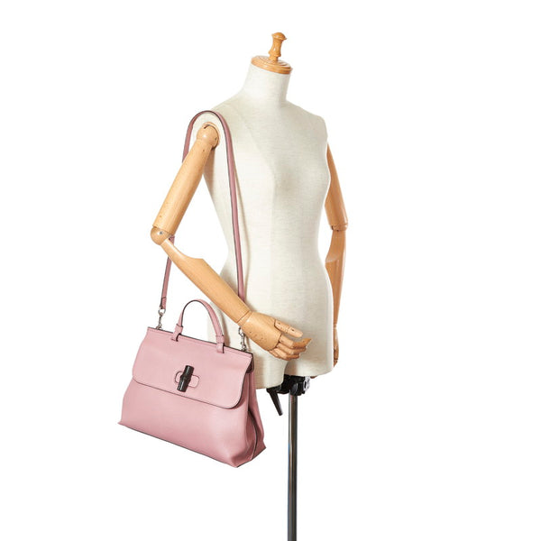 グッチ バンブー デイリー ハンドバッグ ショルダーバッグ ２WAY 392013 ピンク レザー レディース GUCCI 【中古】