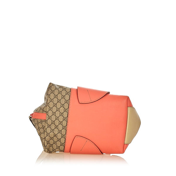 グッチ マイクロGG ベア キッズ チルドレン フィッシュ 魚 284720 ベージュ ピンク PVC レザー ハンドバッグ レディース GUCCI 【中古】