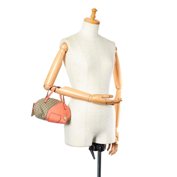 グッチ マイクロGG ベア キッズ チルドレン フィッシュ 魚 284720 ベージュ ピンク PVC レザー ハンドバッグ レディース GUCCI 【中古】