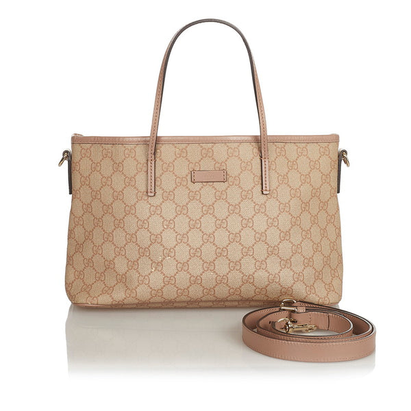 グッチ GGスプリーム 353439 ピンクベージュ ベージュ PVC レザー ハンドバッグ ショルダーバッグ２WAY レディース GUCCI 【中古】