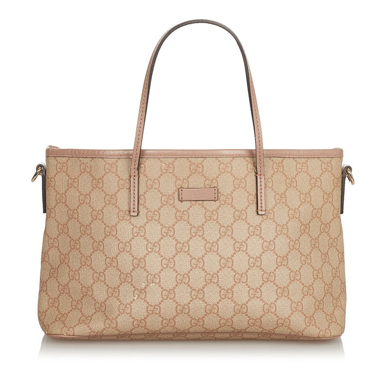 グッチ GGスプリーム 353439 ピンクベージュ ベージュ PVC レザー ハンドバッグ ショルダーバッグ２WAY レディース GUCCI 【中古】