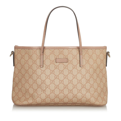 グッチ GGスプリーム 353439 ピンクベージュ ベージュ PVC レザー ハンドバッグ ショルダーバッグ２WAY レディース GUCCI 【中古】