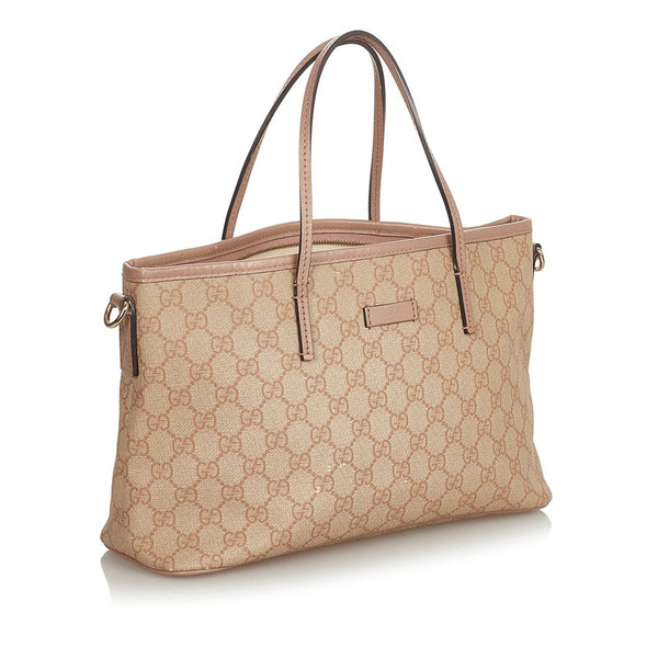 グッチ GGスプリーム 353439 ピンクベージュ ベージュ PVC レザー ハンドバッグ ショルダーバッグ２WAY レディース GUCCI 【中古】