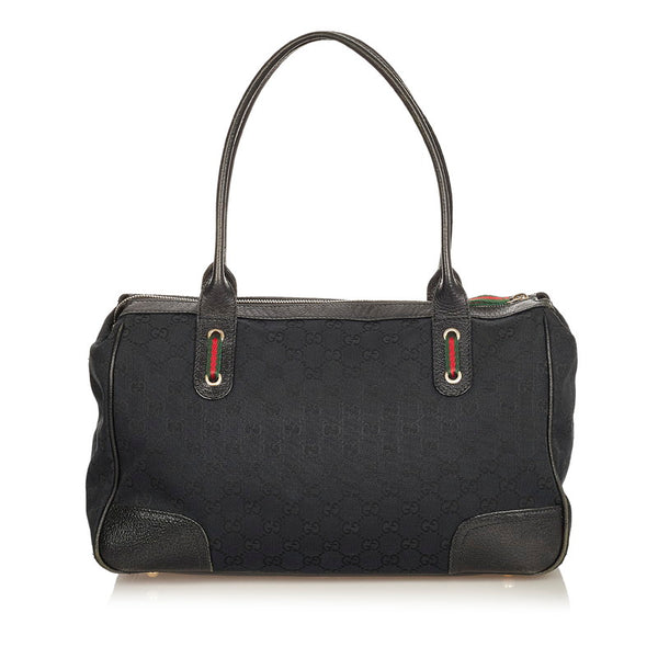 グッチ GGキャンバス プリンシー リボン 177052 ブラック  キャンバス レザー 肩掛け ショルダーバッグ レディース GUCCI 【中古】