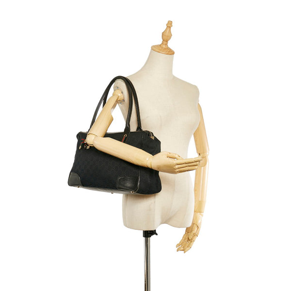 グッチ GGキャンバス プリンシー リボン 177052 ブラック  キャンバス レザー 肩掛け ショルダーバッグ レディース GUCCI 【中古】