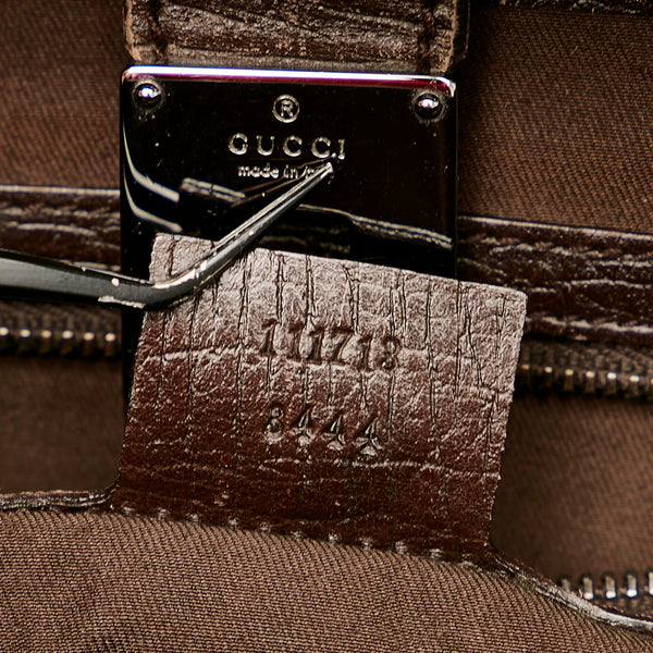 グッチ GGキャンバス バンブー 111713 ベージュ ブラウン キャンバス レザー ハンドバッグ レディース GUCCI 【中古】