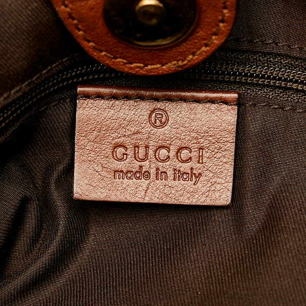 グッチ GGキャンバス 211944 ベージュ ブラウン キャンバス レザー ハンドバッグ レディース GUCCI 【中古】