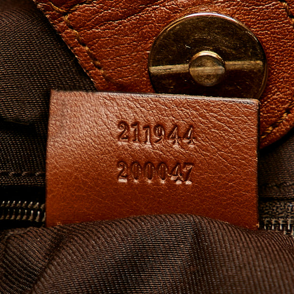 グッチ GGキャンバス 211944 ベージュ ブラウン キャンバス レザー ハンドバッグ レディース GUCCI 【中古】