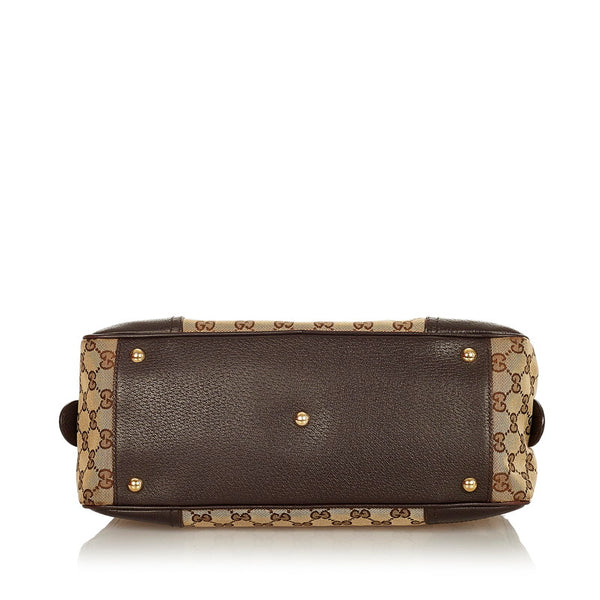 グッチ GGキャンバス ブリンシー 161720 ベージュ ブラウン キャンバス レザー ハンドバッグ レディース GUCCI 【中古】