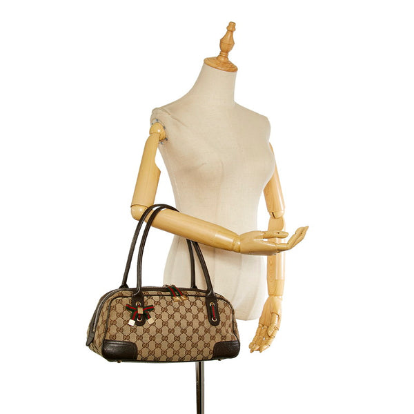 グッチ GGキャンバス ブリンシー 161720 ベージュ ブラウン キャンバス レザー ハンドバッグ レディース GUCCI 【中古】