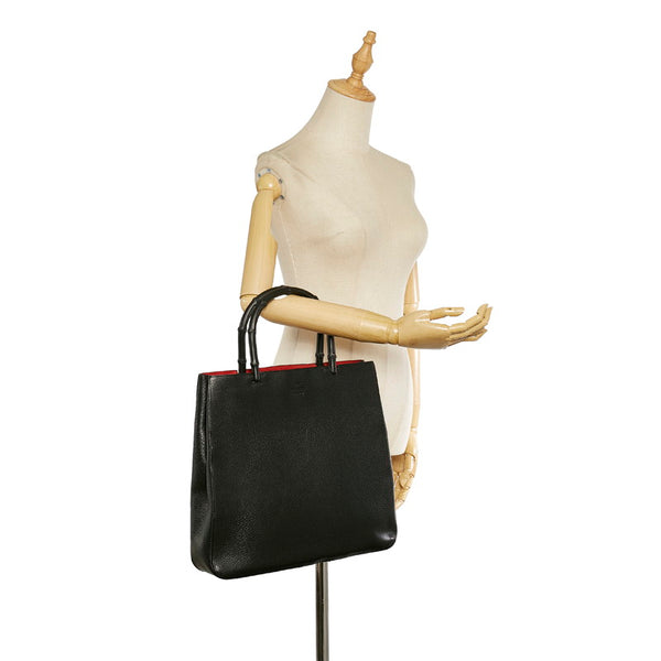 グッチ バンブー 002 1059 ブラック レザー ハンドバッグ レディース GUCCI 【中古】