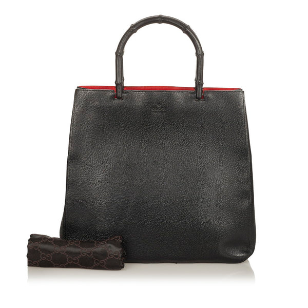 グッチ バンブー 002 1059 ブラック レザー ハンドバッグ レディース GUCCI 【中古】
