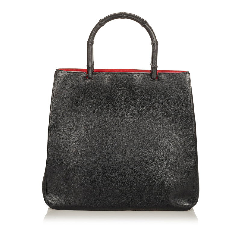 グッチ バンブー 002 1059 ブラック レザー ハンドバッグ レディース GUCCI 【中古】