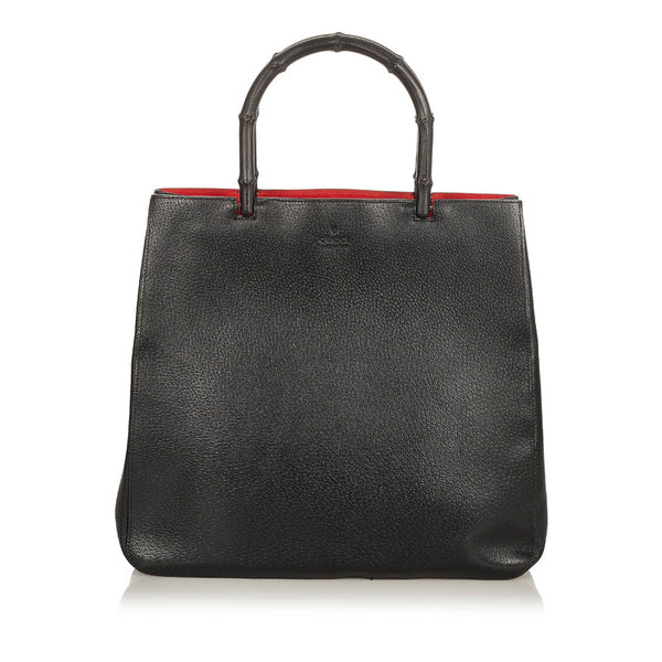 グッチ バンブー 002 1059 ブラック レザー ハンドバッグ レディース GUCCI 【中古】