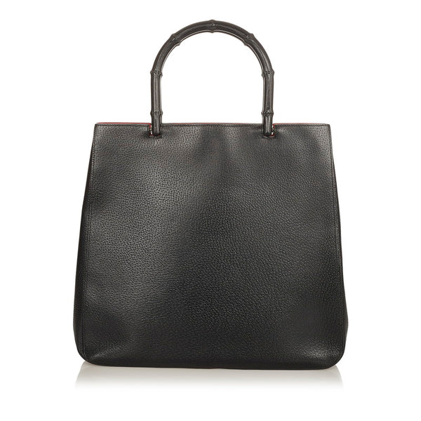 グッチ バンブー 002 1059 ブラック レザー ハンドバッグ レディース GUCCI 【中古】