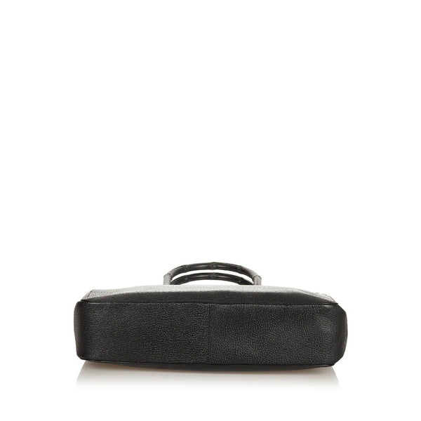 グッチ バンブー 002 1059 ブラック レザー ハンドバッグ レディース GUCCI 【中古】