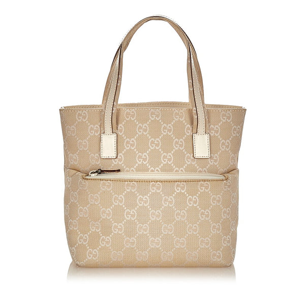 グッチ GGキャンバス 002 1079 ホワイト ベージュ キャンバス レザー ハンドバッグ レディース GUCCI 【中古】