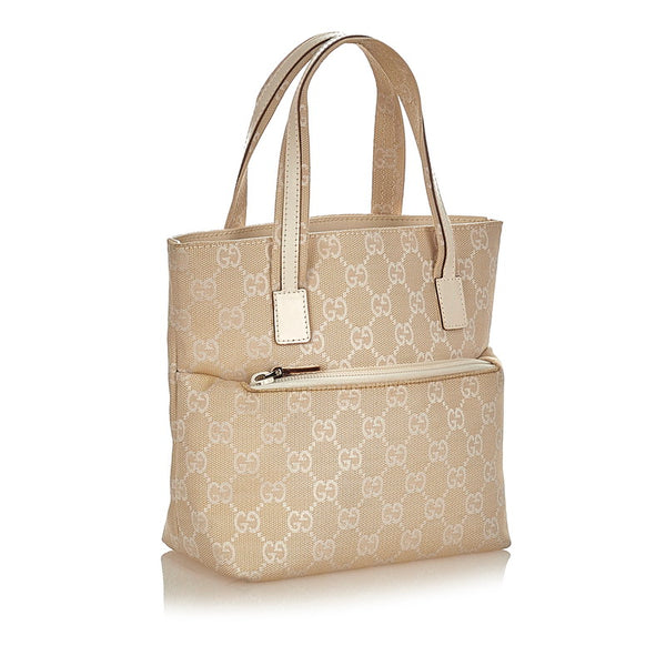 グッチ GGキャンバス 002 1079 ホワイト ベージュ キャンバス レザー ハンドバッグ レディース GUCCI 【中古】