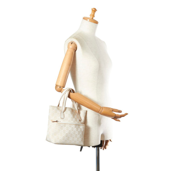 グッチ GGキャンバス 002 1079 ホワイト ベージュ キャンバス レザー ハンドバッグ レディース GUCCI 【中古】