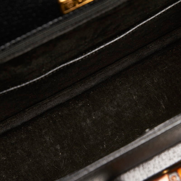 グッチ バンブー ブラック レザー ハンドバッグ レディース GUCCI 【中古】