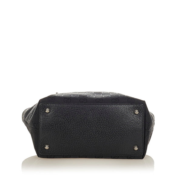 グッチ GGキャンバス 120844 ブラック キャンバス レザー ハンドバッグ レディース GUCCI 【中古】