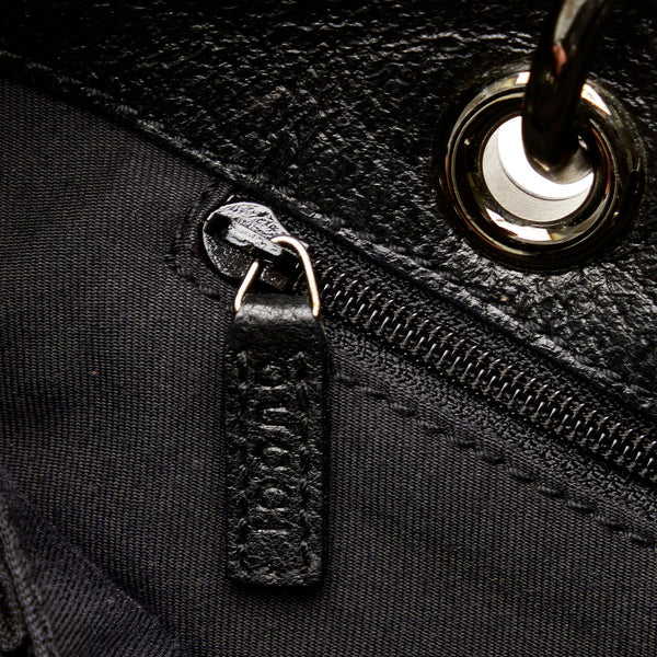 グッチ GGキャンバス 120844 ブラック キャンバス レザー ハンドバッグ レディース GUCCI 【中古】