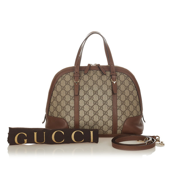 グッチ GGスプリーム ハンドバッグ ショルダーバッグ 2WAY 309617 ブラウン PVC レザー レディース GUCCI 【中古】