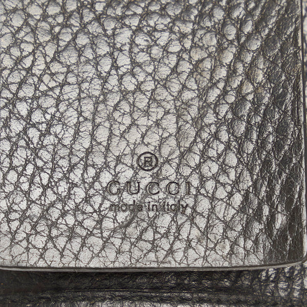 グッチ プチマーモント ダブルＧ ロゴ 456118 ブラック レザー キーケース レディース GUCCI 【中古】