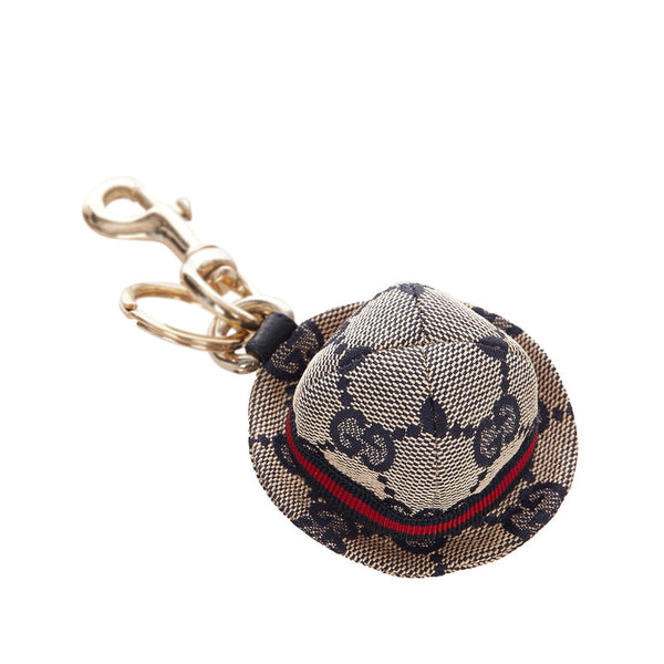 グッチ GGキャンバス 帽子モチーフ ベージュ キャンバス メッキ キーホルダー レディース GUCCI 【中古】