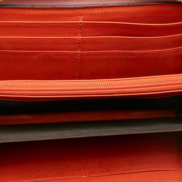 グッチ GGスプリーム リボン 388680 ブラウン ピンク PVC レザー ラウンドファスナー 長財布 レディース GUCCI 【中古】