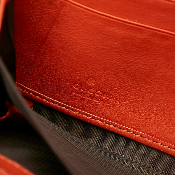 グッチ GGスプリーム リボン 388680 ブラウン ピンク PVC レザー ラウンドファスナー 長財布 レディース GUCCI 【中古】