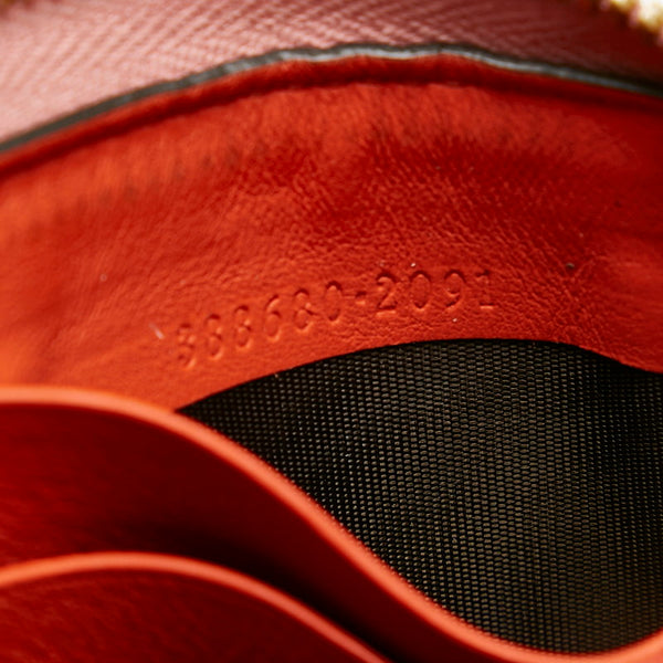 グッチ GGスプリーム リボン 388680 ブラウン ピンク PVC レザー ラウンドファスナー 長財布 レディース GUCCI 【中古】